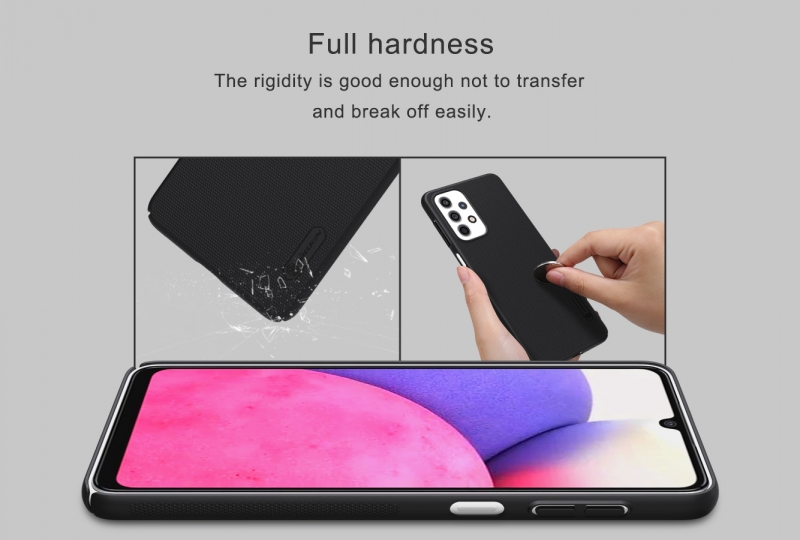 Ốp Lưng Samsung Galaxy A33 Nhựa Sần Cứng Hiệu Nillkin có bề mặt được sử dụng vật liệu PC không ảnh hưởng môi trường, có tính năng chống mài mòn, chống trượt, chống bụi, chống vân tay và dễ dàng vệ sinh